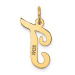 14k Medium Script Letter T Initial Charm - Image 3