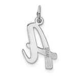 14k White Gold Medium Script Letter A Initial Charm - Image 3