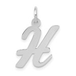 14k White Gold Medium Script Letter H Initial Charm
