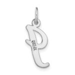 14k White Gold Medium Script Letter I Initial Charm - Image 4
