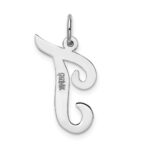 14k White Gold Large Script Letter T Initial Charm - Image 4
