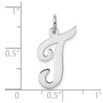 14k White Gold Large Script Letter T Initial Charm - Image 3