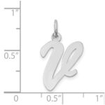 14k White Gold Large Script Letter V Initial Charm - Image 3