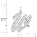 14k White Gold Large Script Letter W Initial Charm - Image 3