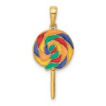 14k 3-D Multi-color Enameled Lollipop Pendant - Image 3