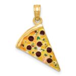 14k Multi-color Enameled Pizza Slice Pendant