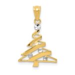 14k and White Rhodium Christmas Tree Pendant