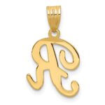 14KY Script Letter R Initial Pendant - Image 4