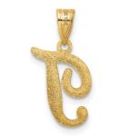 14KY Script Letter T Initial Pendant - Image 3