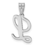 14KW White Gold Script Letter L Initial Pendant - Image 3