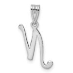 14KW White Gold Script Letter N Initial Pendant - Image 3