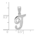 14KW White Gold Script Letter T Initial Pendant - Image 4